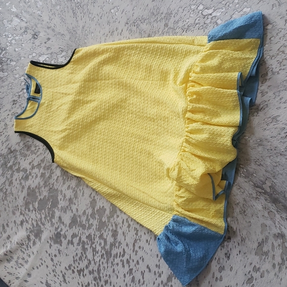 Victoria Beckham for Target Textured Yellow Blue Ruffle Dress SzXL - Picture 3 of 9